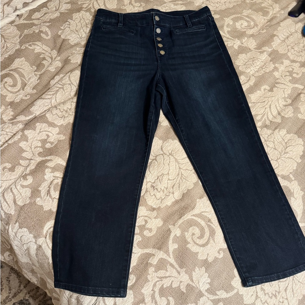 Liverpool Kennedy High Rise Crop Straight Leg Button Fly Jean